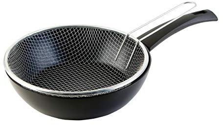 WECOOK! Ecogreen Sartén Freidora con Cestillo, Inducción, 28 cm, Aluminio | Antiadherente Xylan Plus sin PFOA, fondo Full Induction, mango de baquelita y apta para lavavajillas