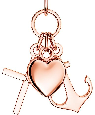 Herzkette Rotgold (Silber 925 hochwertig vergoldet) Liebe Glaube Hoffnung Kette Anhänger Schmuck Anker Kreuz Damen Herzanhänger Herzchenkette Halskette Herz Frau Frauen Freundin FF390 VGRT45
