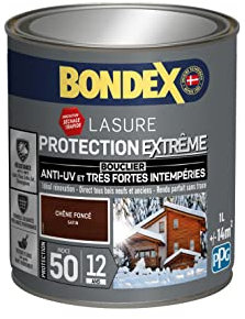 BONDEX - Lasure Bois Protection Extrême - Anti-UV/Humidité - Haute Résistance - Séchage Rapide - 1L - Chêne Foncé