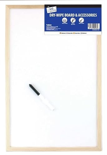 400mm X 600mm Dry Wipe Board Whiteboard with Wooden Frame Vertically & Horizontally Wall Hanging White Board for Office Presentation, Memo Decor, to-Do List with Marker and Hanging Hooks (Set of 1)