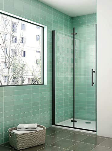 Acezanble Duschtür 100x195cm Duschabtrennung Nischentür Falttür 6mm Nano Glas,Höhe 195cm