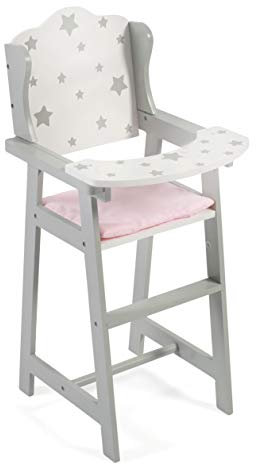 Bayer Chic 2000 - 501-95 - Puppenhochstuhl für Puppen bis 46 cm, Puppenmöbel, Puppenzubehör, Stars grau, 30 x 26.5 x 59 cm