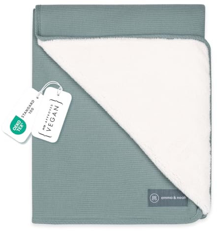 emma & noah Premium Kuscheldecke für Babys, 95x75 cm, Flauschig und Atmungsaktiv, Bio-Baumwolle, Oeko-TEX Standard 100, Als Babygeschenk oder als Kinderwagendecke (Essential Mint)