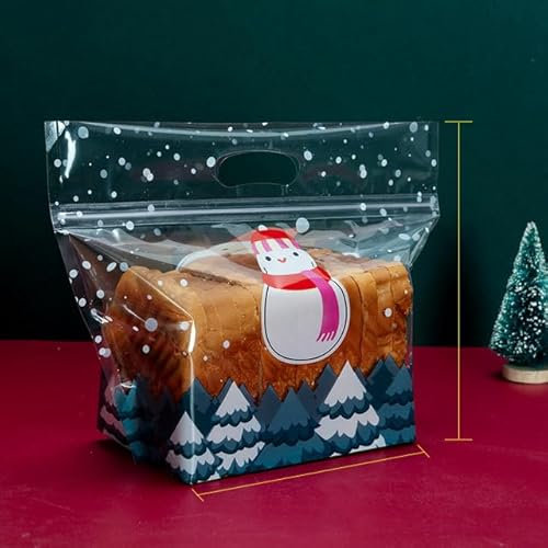 50 Uds. Bolsas de embalaje de pan de Navidad para el año, suministros para tostadas de Papá Noel para el hogar, regalo hecho a mano, muñeco de nieve, 31,5x27x11cm