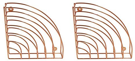 Schreibtisch Briefablage Dokumentenablage Fan-federe dreiköpfige File-Halter, 2 Packungen Hängende Dateihalter Organizer Metalldrahtkorb Geometrische Regal-Wandmontage Magazin-Rack, Rosengold Dokument