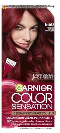 Garnier Color Sensation Coloration - Rouge Profond 6.60 - Coloration Crème Permanente -Tous Types de Cheveux - Couleur jusqu'à 10 Semaines & Couvre les Cheveux Blancs 100%