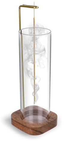 Biwwubik Porte-encens avec récupérateur de cendres en verre amovible, support pour brûleur d'encens, support pour bâtons d'encens
