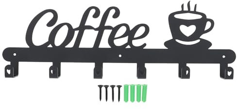 MAGICLULU Étagère Murale De Rangement Pour Tasses À Café En Métal Noir Support Suspendu Pratique Pour Cuisine Et Décoration 43.5X14Cm