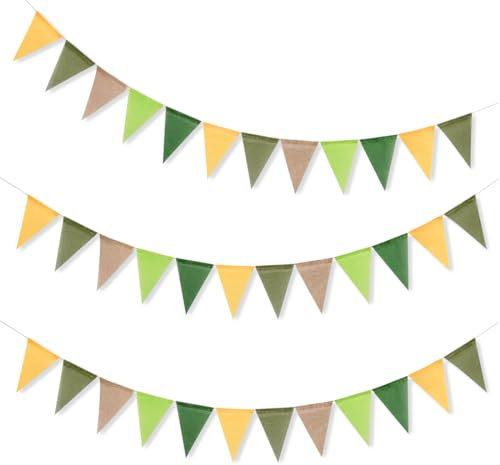36pcs Guirnalda Banderines Verde, Banderines Triangulares 12M, Banderines Decoración Verdes para Cumpleaños Boda Fiesta Jardín