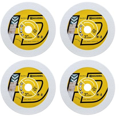 HIGHDRIL Disque Diamant Verre 75mm x Alésage 10mm - 4Pcs Disque à Tronçonner pour Verre Jade Cristal Vin Céramique Carrelage Marbre