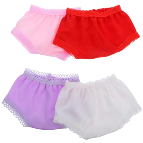 Alasum 18 Inch Doll Knickers 4Pcs Soft Polyester Underwear for Dolls, Easy-to-Use Pretend Play Toy Figures Accessory Underpants, Assorted Colors Miniature Panties Set for 18 Girl Toy Figures