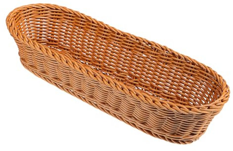IMIKEYA Woven Bread Basket Large Oval 34.5x14x8cm Pp Material Tea Color Bread Baskets for Serving Fruit Snacks Storage Tray for Kitchen Home Use