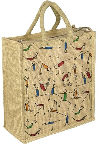 EliteKoopers Zippable Jute Bag for Shopping Grocery, Lunch Or Gift Reuasble Bag (Medium-36x30x12cm)
