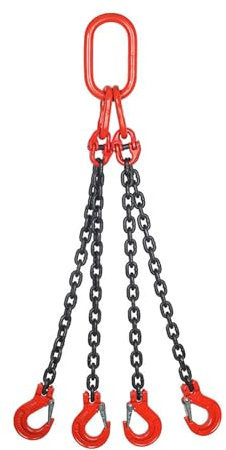 Chaine de Levage Élingue À Chaîne Pour Levage D'acier, Charge Maximale 2 Tonnes, Élingues À Chaîne L 1 3 5 7 14 Pieds Pour Palan À Moteur, Chaîne De Levage À 4 Voies Avec Crochets De(Load 2 Ton L 0.5