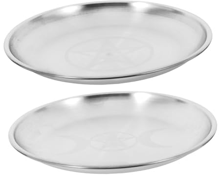 Alipis 2pcs round Copper Colander with Unique Design and High Gloss Finish, Versatile Use for Office and Home Decor, Meticulously Crafted Silver Iron Decorative Plates Suitable