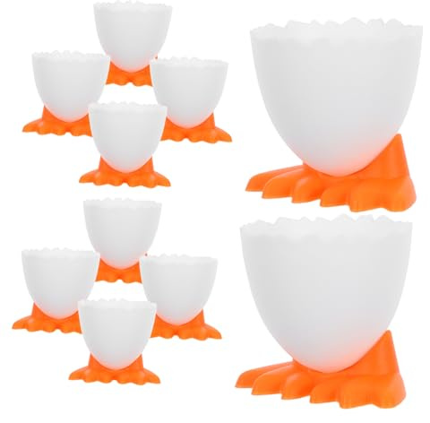 FELTECHELECTR Egg Holders for Breakfast 20pcs Plastic Egg Serving Cups Hard Boiled Display Stand Cartoon Style
