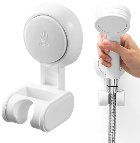 Bathroom Suction Hooks with Vacuum Suction Cups,Suction Shower Head Holder,Adjustable Shower Head Holder for Bathroom Kitchen(White)