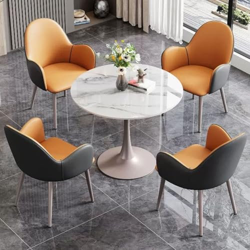 Runde Konferenztisch-Set mit 4 Loungesesseln für kleine Besprechungsräume, Büroempfang und Clubräume, 80 cm Tisch, ideal für Verhandlungen und Diskussionen