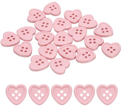 QUARKZMAN 40 Stück 15mm Harz Knöpfe zum Annähen, 4 Löch Herz Ersatz Nähknöpfe für Strickjacke DIY Handwerk Dekorieren Mantel Kleidung Hemden Stricken Dekoration (Rosa)