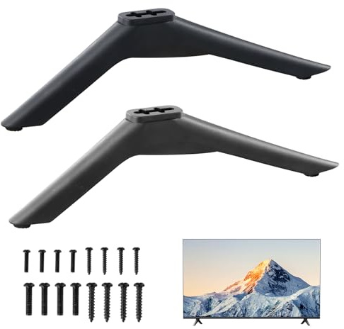 Universal TV Ständer, TV-Sockelfüße mit Schraubenset TV Standfuss TV-Fuß für LED und Plasma Flachbildschirme, Schwarze TV Ständerbeine Smart TV Ständer TV Stand Base mit Schrauben (43-65 Zoll)