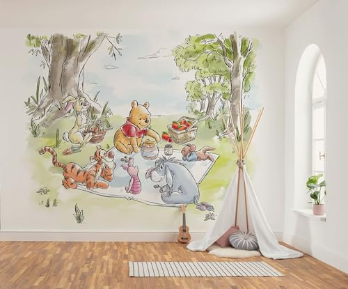 Komar Vlies Fototapete - Disney Winnie the Pooh Nice for Picnics - Größe 300 x 250 cm - Tapete, Kinderzimmer, Kindertapete