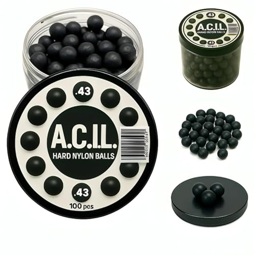 Hard Nylon Balls in .43 caliber – 100 Pack – Precision Solid Rounds for Home Defense Training, Marker Pistols, Durable & Reusable, High Impact Ammo for RAM Guns