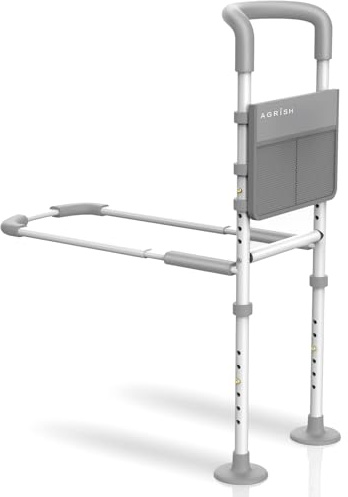 Barandillas de cama de seguridad para adultos mayores, pasamanos de barra de agarre para personas mayores con luz de sensor de movimiento y bolsa, barandilla de mango portátil ajustable, se adapta a