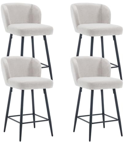 Ya-Home Juego de 4 Taburetes Altos de Cocina Patas Metal para Bar,Avena