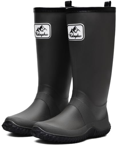 situkeke Gummistiefel Damen Gartenarbeit Mode Outdoor Boots Federleichte Wasserdichte Herren Regenschuhe Black 40/41 EU
