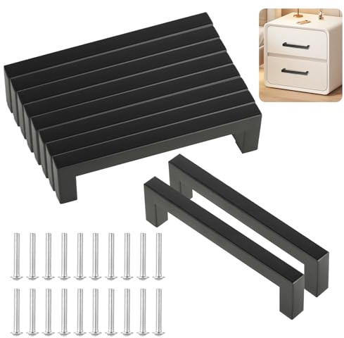 Windfromort Maniglie Per Mobili – Maniglie Cucina 128 mm – Maniglie Armadio 10 Pezzi – Maniglie Rettangolari Con Distanza Fori Con Viti, Per Cucina, Cassetti, Porte, Bagno, Mobili (Nero)