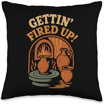 Clay Vintage Kiln Potter Pottery Wheel Throw Pillow