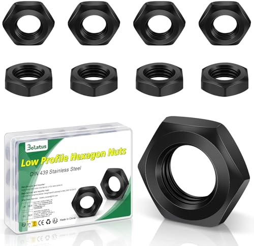 25 tuercas M4, tuerca hexagonal Bolatus M4 (forma baja), DIN 439 de acero inoxidable, tuercas planas de acero inoxidable para tornillos, varillas roscadas, arandelas, máquinas