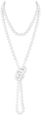 Weiße Lange Perlenkette Lang,Perlenkette Damen Lang,Pearl Necklace Women,180 cm Halskette Perlen Kette,Elegant Modische Perlenketten,Kette mit Perle 8 mm,Retro Fasching Kostüm Zubehör für Mädchen