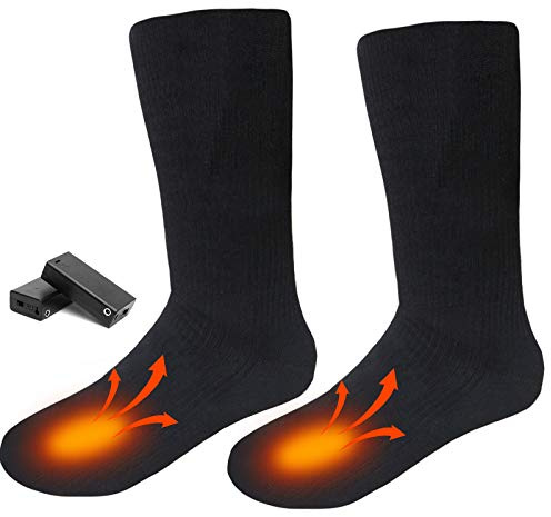 Wärmesocken mit Heizfunktion (2X AA Nicht ENTHALTEN) – Doppelschicht Baumwolle für Winter & Outdoor – Beheizbar bis 50°C – One Size – für Wandern, Skifahren & kalte Tage