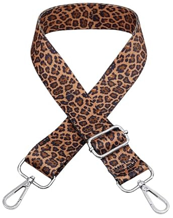 WANYI Leopardenmuster Taschengurt Taschengurte zum Wechseln, 3.8cm Breit Schultergurt für Taschen Leopardenmuster 80-140cm Verstellbar Gurt Taschenriemen für Umhängetasche(Silber-239)