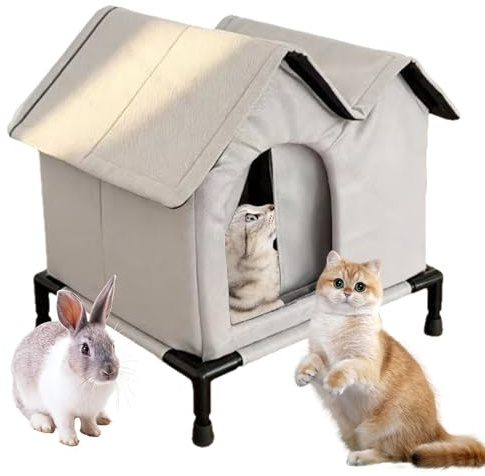 Casa para Gatos Exterior Impermeable | Tienda Cama Aislada para Mascotas De Invierno | Refugio Exterior para Gatos con Suelo Elevado | para Jardín Porche Patio Césped Y Jardín Trasero