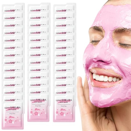 Autmor Sakura Clay Mask - Tiefenreinigende Gesichtsmaske Für Porenreinigung & Feuchtigkeit - Tonerde Maske Mit Sakura-Extrakt Für Alle Hauttypen - Kontrolliert öl & Befeuchtet (40PCS) (40PCS)
