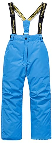 2026 Pantalon de ski toutes saisons Combinaison de neige isolée coupe-vent Veste et pantalon de ski thermique Équipement d'hiver d'extérieur pour enfants, bleu, 13-14 ans