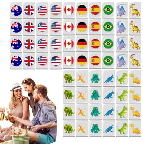 Générique Mahjong-spel, Mahjong-set för resor | Flaggmönster med kakelblock set | Familjefest Kakelset, Seaside escape Block-pussel