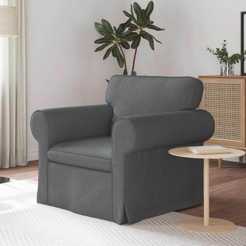 Ziaphsol soffa mörkgrå 95 x 82 x 80 cm tyg vardagsrum hörnsoffa med sovfunktion och avslappningsfunktion, modern design, skandinavisk stil, robust metallram, mångsidigt vardagsrum