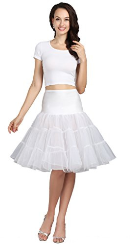 WOWBRIDAL Women's Women Vintage Short Petticoat Net Underskirt 26 Length Tutu Size XL White