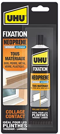 UHU Fixation néoprène - Colle extra forte & rapide pour une fixation facile et solide de toutes sortes de matériaux, beige, tube 125g