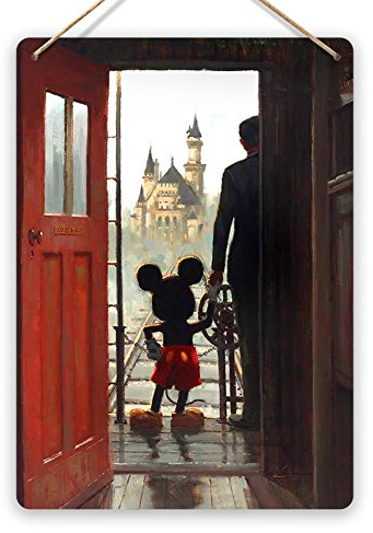 Mickey & Walt Holding Hands V2 (Small) | Twine – Metal Wall Sign Plaque Magic Kingdom Disney