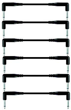 OmniaLaser - Cavo Audio Jack Mono ad Angolo 6.3 Mm per Chitarra Basso Batteria Pianola Pedaliera - Nero - 6 Pezzi 0.5 Metri