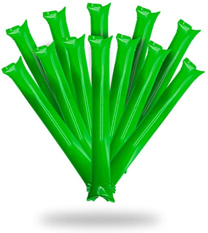 FUN FAN LINE - Confezione da 25 Bastoni Gonfiabili Riutilizzabili | Bam Bam Thunder per Animazione e Fare il Tifo | Cotillon Sportivo e Celebrazioni (Verde)