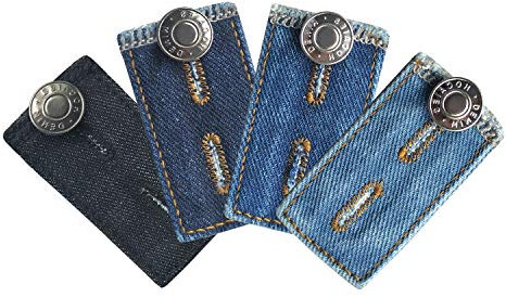 Hosenbunderweiterung für Jeanshosen Schwangerschaft | 4 Stücke Qualitäts Hosenerweiterung Einstellbare Elastische Extender für Hosen Jeans für Schwangere (4er Pack Denim)