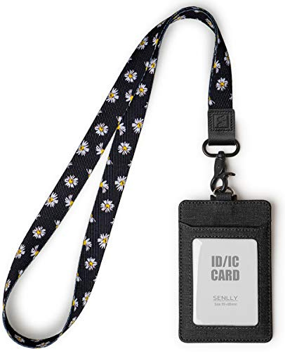 SENLLY Ausweishalter mit Süß Schlüsselband, Vertikale Ausweishülle, ID Kartenhalter Card Badge Holder mit Doppelseitige Kartenfächer