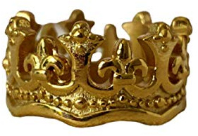 Shop-iGold Men’s King Crown Ring – 14k Real Heavy Gold Finish Vintage Royal Pinky Band, Solid Hip Hop Statement Ring, Wedding & Fashion Jewelry (Gold, 7)