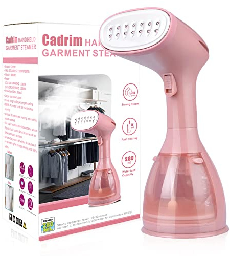 Dampfglätter Steamer, Cadrim Reisebügeleisen Dampfbügeleisen tragbarer mit 280ml Wassertank für Haushalt Reise&Urlaub Dienstreise (Rosa)