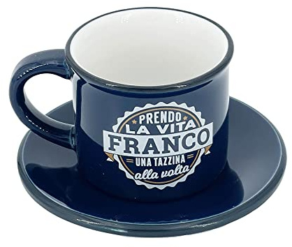 Tazzina da caffè in gres porcellanato personalizzata con piattino - Franco